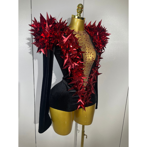 STARBURST Velvet Mesh Illusion Bodysuit STARBURST Velvet Mesh Illusion Bodysuit