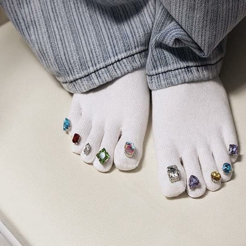 SAINT CHIC Socks White SASS Rhinestone Tube Socks SAINT CHIC Socks White SASS Rhinestone Tube Socks