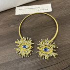 EVIL EYE SUNBURST CHOKER – Gold Crystal Collar Necklace