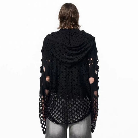 PIERCED Mesh Hooded Top