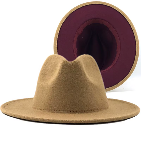 COLOR POP Wide Brim Fedora Hat – Bold Two-Tone Statement Hat (Unisex, Adjustable Fit)