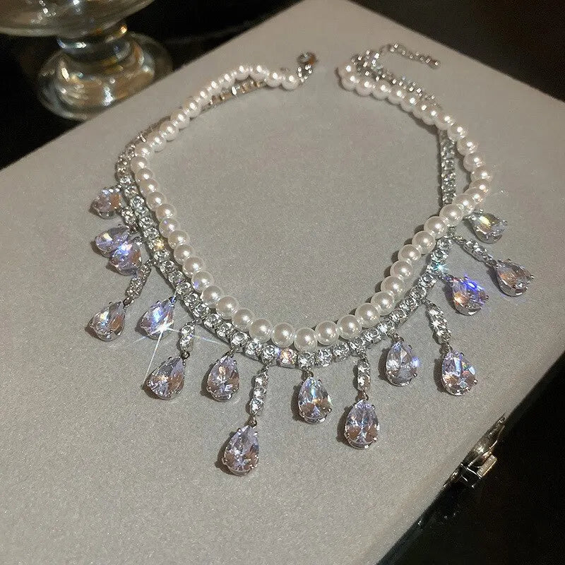 CASCADE Pearl Crystal Necklace