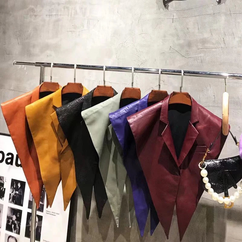 STRUCTURED Leather Shawl Collar