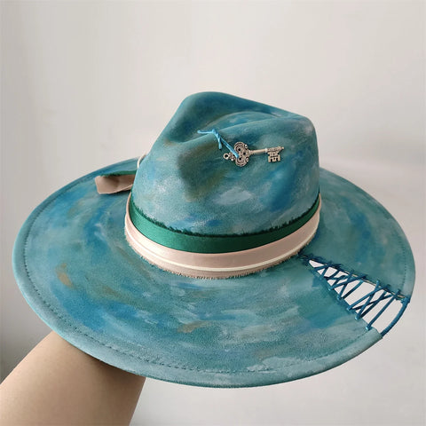 STUDIO SUEDE: Hand-Painted Fedora Hat