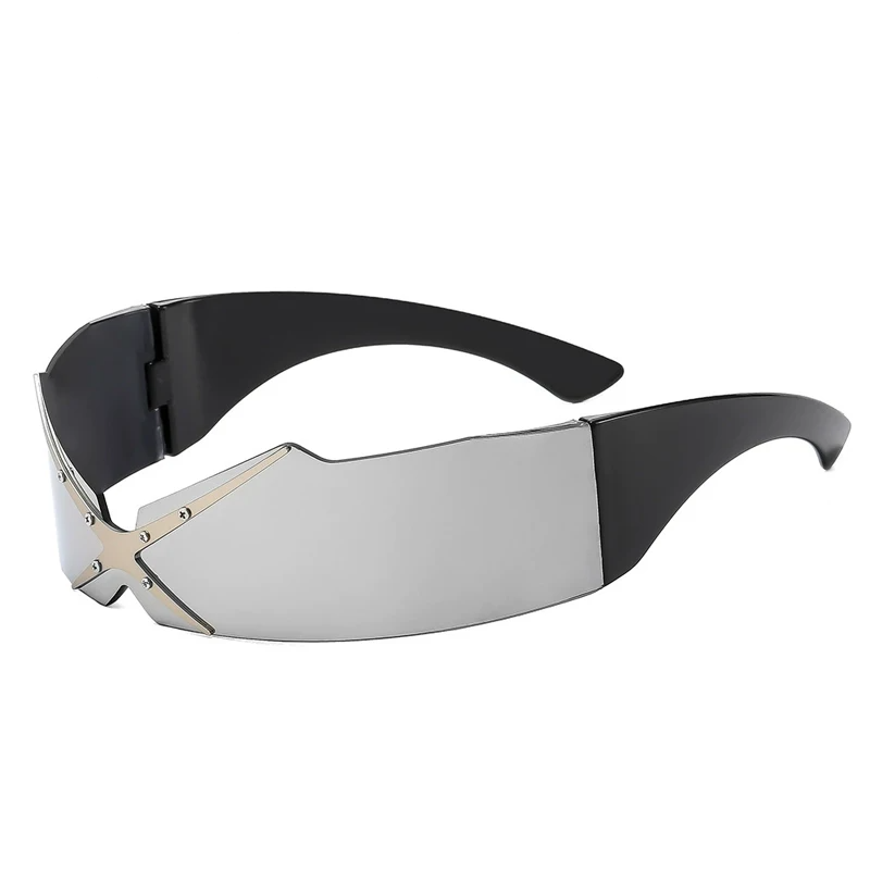 CHROMEWAVE One-Piece Shield – Sculpted Steampunk Shades