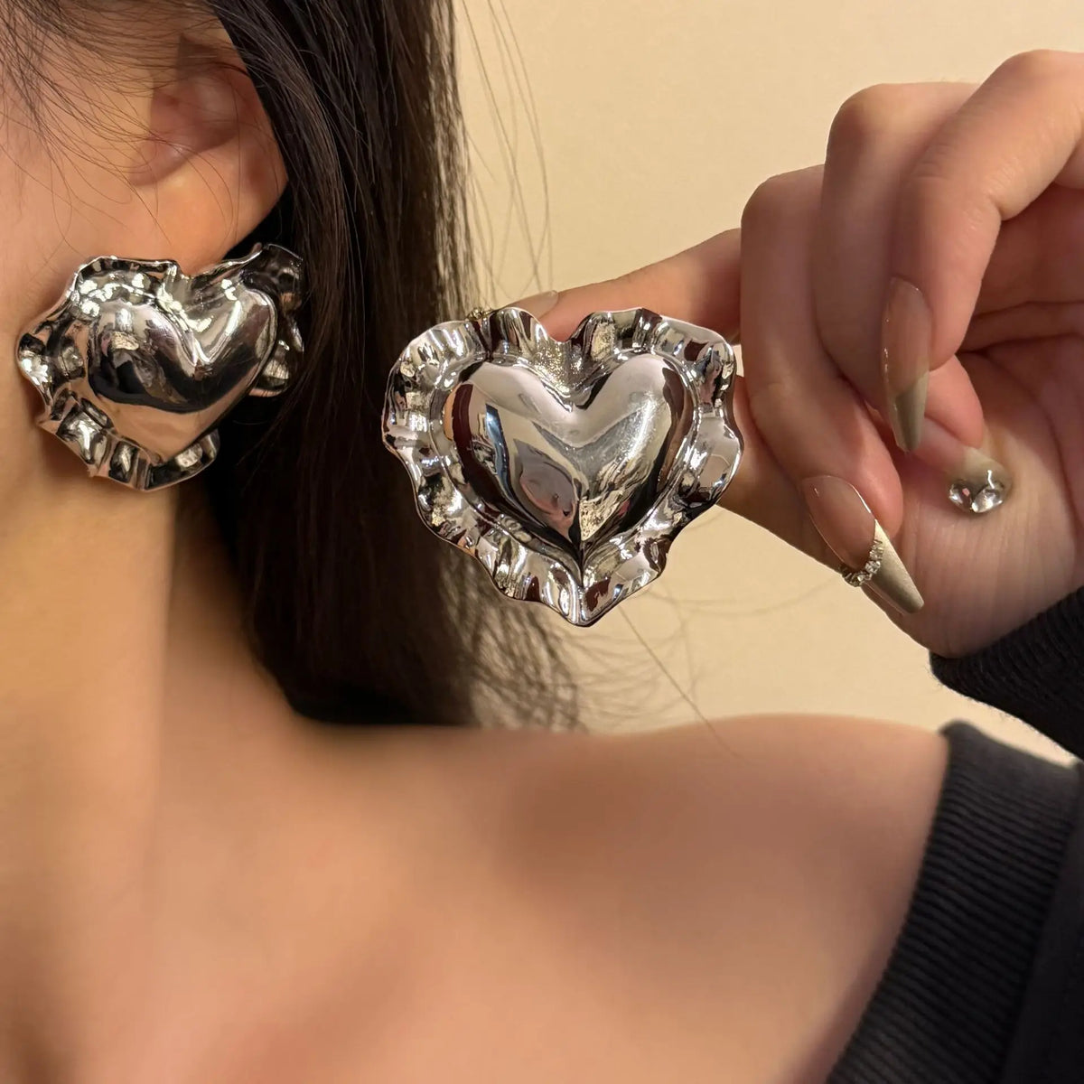 AMOUR Oversized Heart Earrings-earrings-SAINT CHIC-Gold-SAINT CHIC