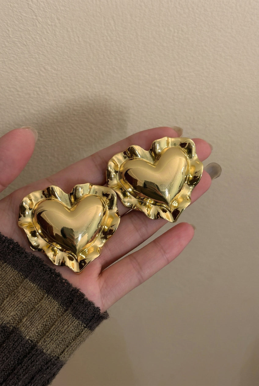 AMOUR Oversized Heart Earrings-earrings-SAINT CHIC-Gold-SAINT CHIC Main image