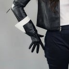 AVENUE Leather Glove-glove-SAINT CHIC-Black / White-SAINT CHIC