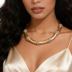 BAMBOO Crystal Link Choker-necklace-SAINT CHIC-Black-SAINT CHIC