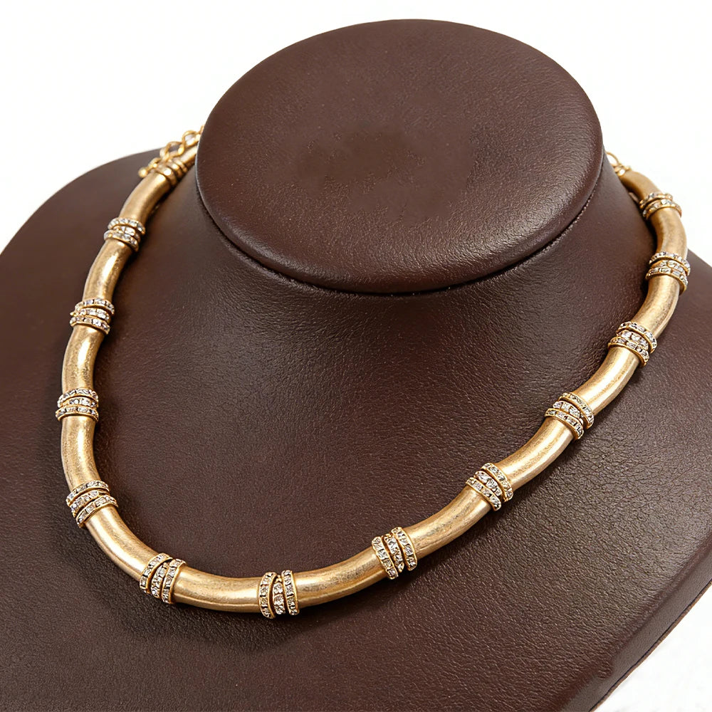 BAMBOO Crystal Link Choker-necklace-SAINT CHIC-Black-SAINT CHIC