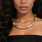 BAMBOO Crystal Link Choker-necklace-SAINT CHIC-Gold-SAINT CHIC