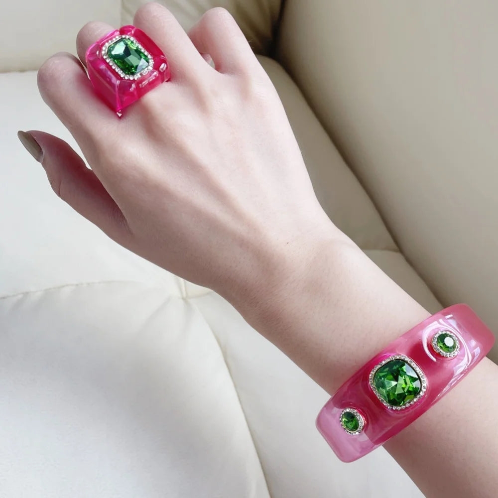 CANDY Bangle & Ring Set-Bangle & Ring Set-SAINT CHIC-Green / Red-SAINT CHIC