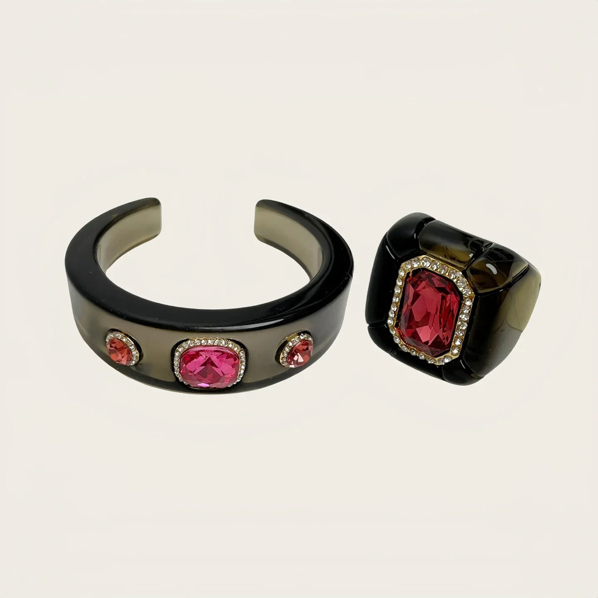 CANDY Bangle & Ring Set-Bangle & Ring Set-SAINT CHIC-Green / Red-SAINT CHIC