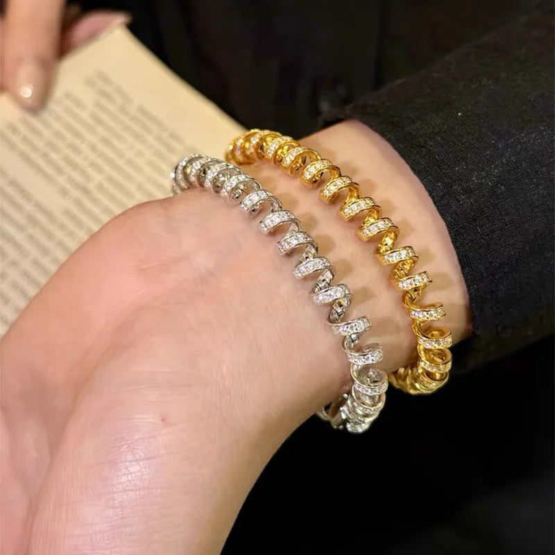 COIL Diamond Wrap Bangle-Bangle-SAINT CHIC-Sliver-6 Inches-SAINT CHIC