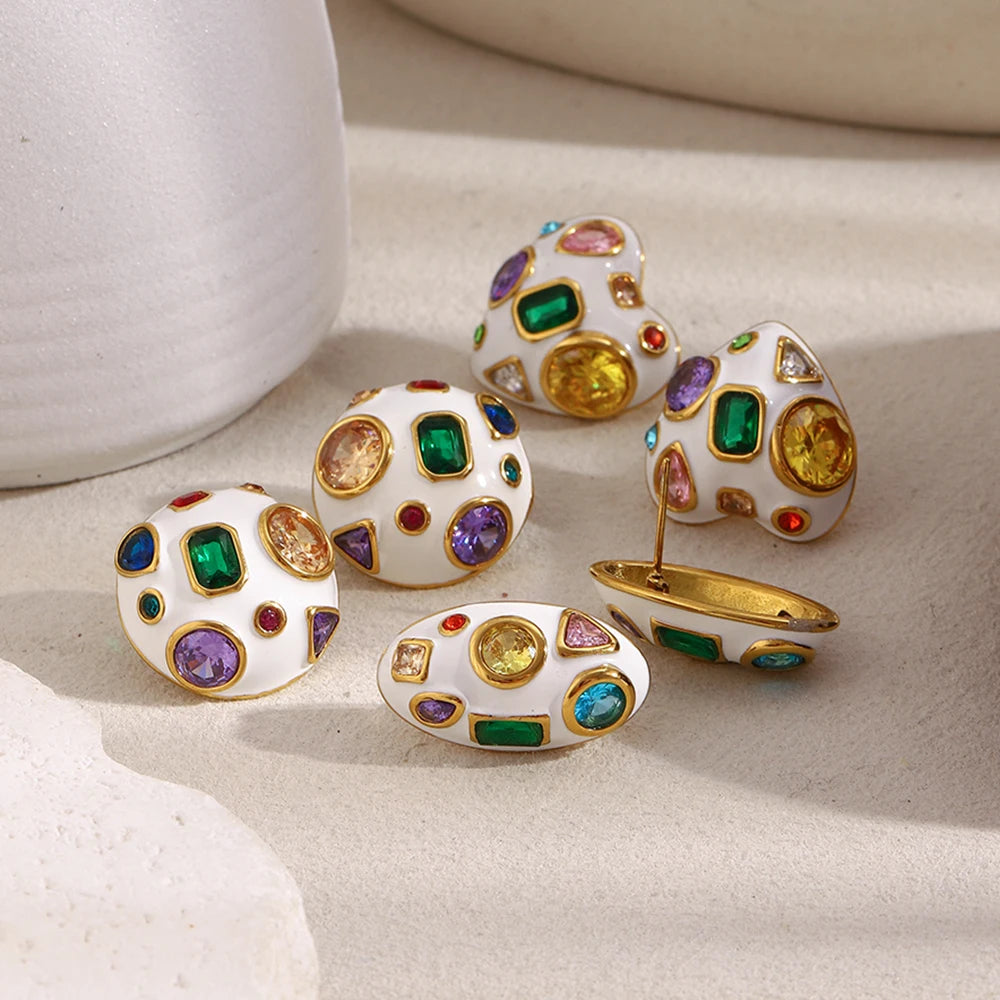 CONFETTI Stud Earrings-earring-SAINT CHIC-White Heart-SAINT CHIC