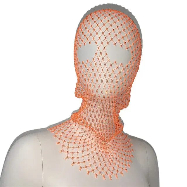 COVR Rhinestone Mesh Hood – Avant-Garde Statement-Hat-SAINT CHIC-Orange-SAINT CHIC