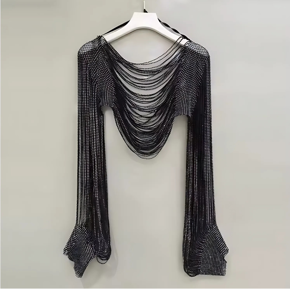 DIAMONDA Chainmail Shawl Top-body jewelry-SAINT CHIC-Black-SAINT CHIC Main image