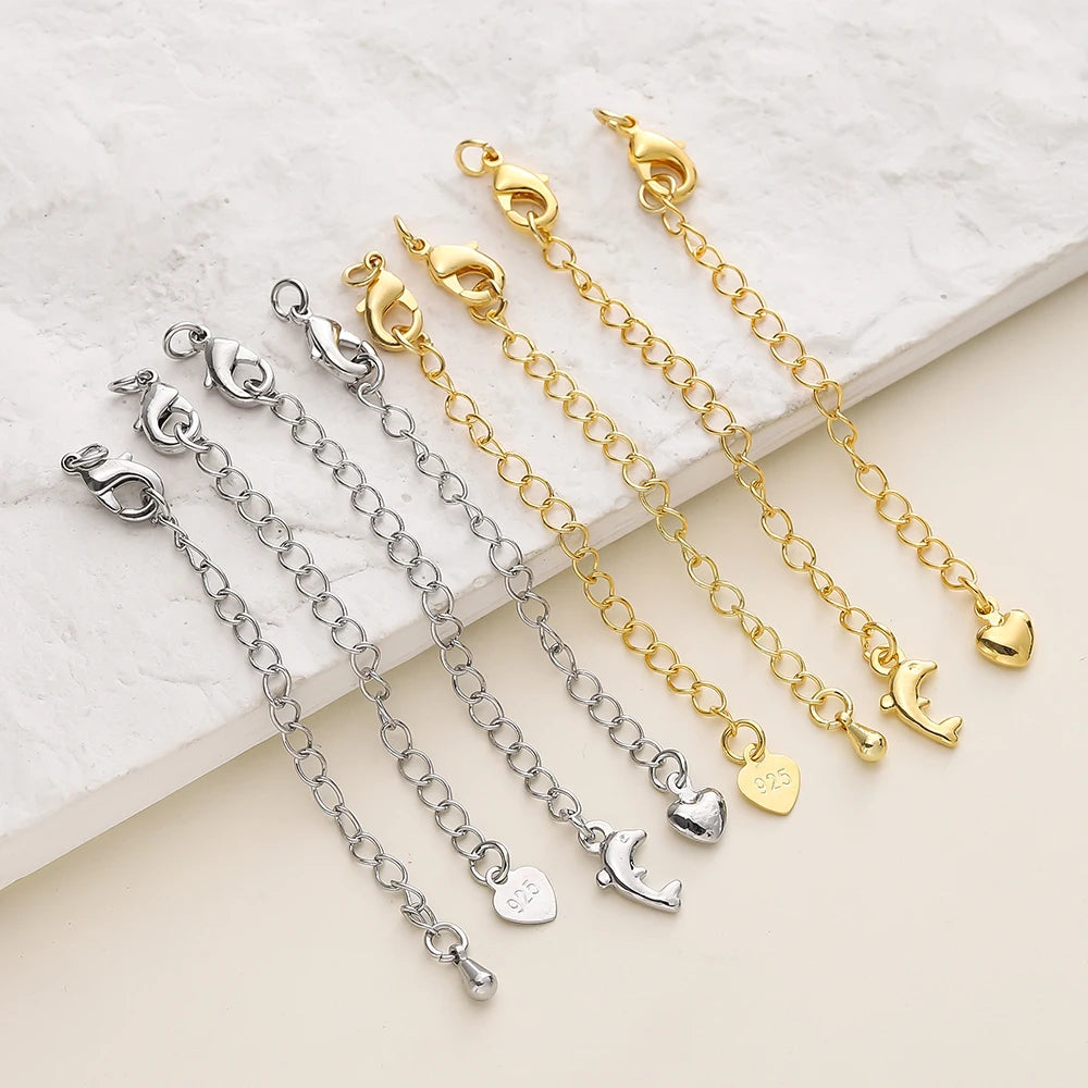 GOLD PLATED EXTENSION CHAINS – 5pc Charm Set with Lobster Clasps-Jewelry-SAINT CHIC-14k Gold-5 Chains-SAINT CHIC