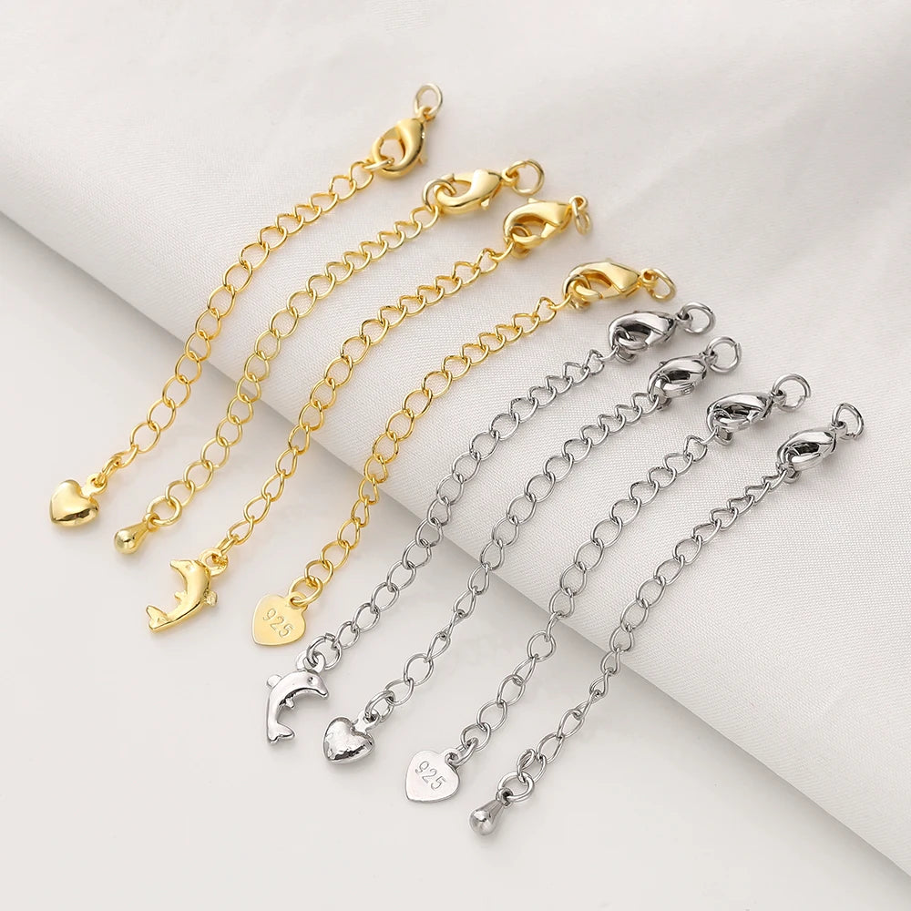 GOLD PLATED EXTENSION CHAINS – 5pc Charm Set with Lobster Clasps-Jewelry-SAINT CHIC-14k Gold-5 Chains-SAINT CHIC