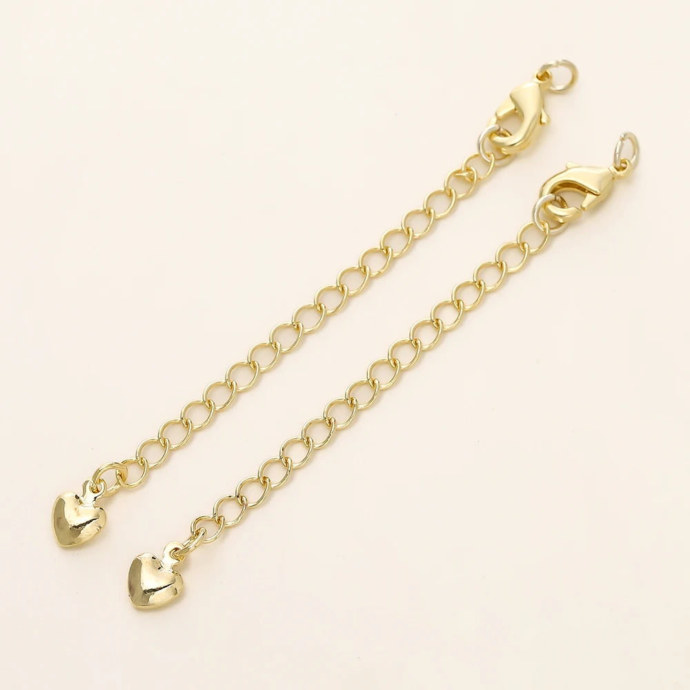 GOLD PLATED EXTENSION CHAINS – 5pc Charm Set with Lobster Clasps-Jewelry-SAINT CHIC-14k Gold Hearts-5 Chains-SAINT CHIC
