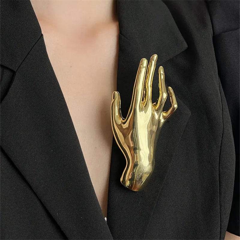 HANDS Sculptural Brooch-brooch-SAINT CHIC-Gold Hand-SAINT CHIC