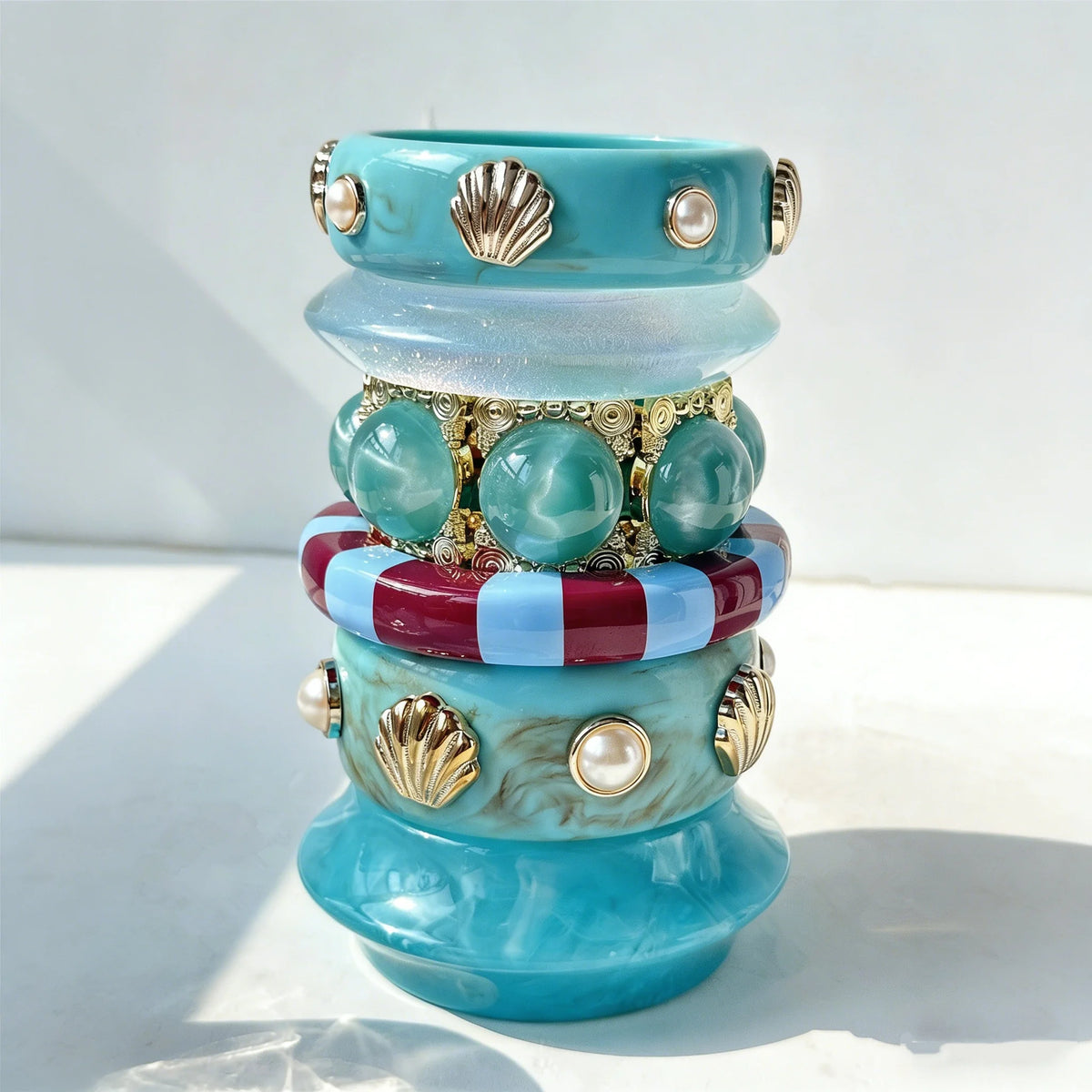 LAGUNA Resin Bangle-Bangle-SAINT CHIC-Shell Marble-SAINT CHIC