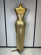 LUXE Bandage Evening Dress-Dress-SAINT CHIC-Gold-XS-SAINT CHIC