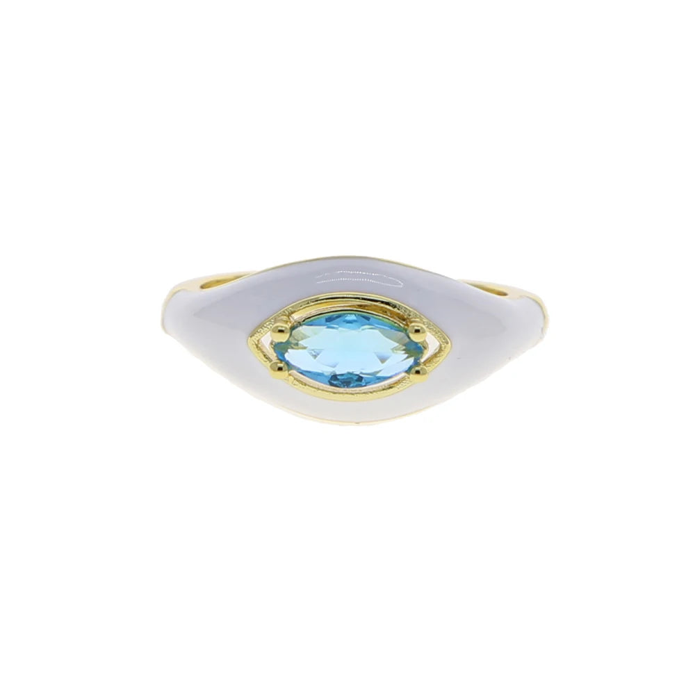 MARQUISE Enamel CZ Ring-Ring-SAINT CHIC-Pink Enamel-SAINT CHIC