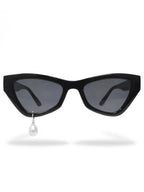 PEARL DROP Shades-sunglasses-SAINT CHIC-Black Cat Eye One Pearl-SAINT CHIC
