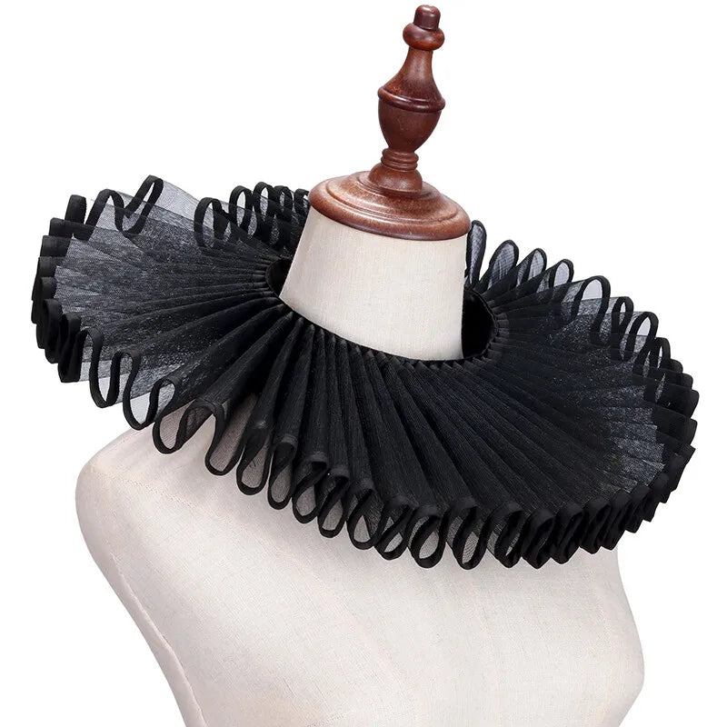PLEAT DRAMA Mesh Ruffle Collar-Collar-SAINT CHIC-Black-SAINT CHIC