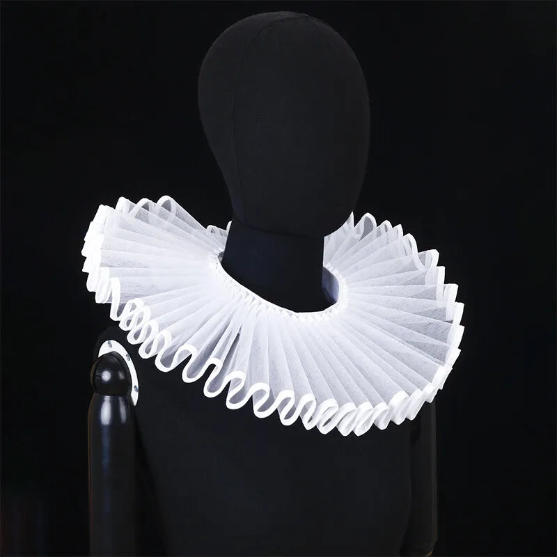 PLEAT DRAMA Mesh Ruffle Collar-Collar-SAINT CHIC-White-SAINT CHIC