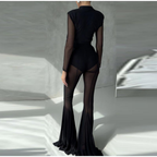 SIREN Sheer Flare Pants-pant-SAINT CHIC-Black-S-SAINT CHIC