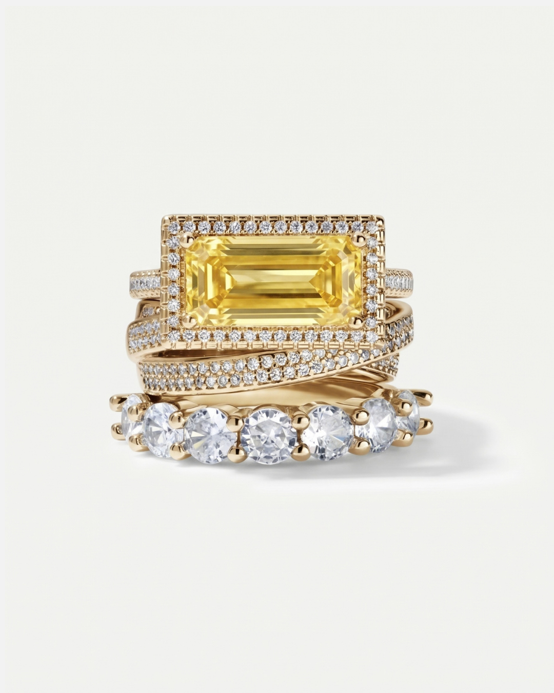 SOCIALITE STACK™ Cocktail Ring Set-ring-SAINT CHIC-Canary-6-SAINT CHIC