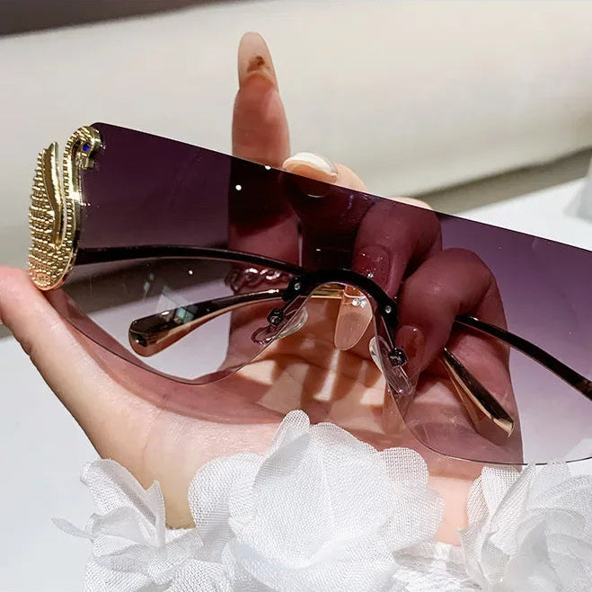 SOLEIL Rimless Y2K Sunglasses-Sunglasses-SAINT CHIC-Black-SAINT CHIC
