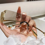 SOLEIL Rimless Y2K Sunglasses-Sunglasses-SAINT CHIC-Black-SAINT CHIC