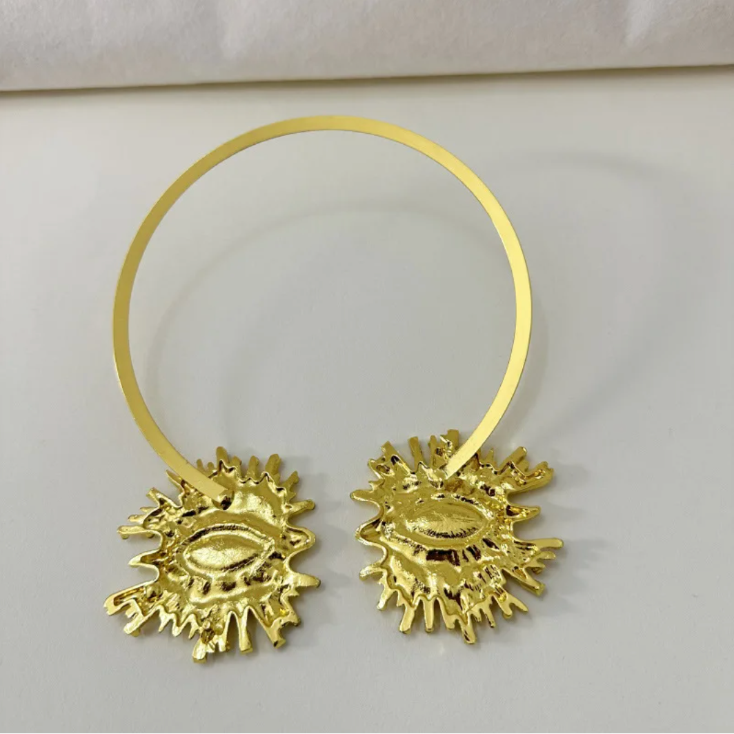 EVIL EYE SUNBURST CHOKER – Gold Crystal Collar Necklace