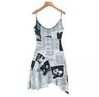 ILLUSION Asymmetrical Newspaper Dress