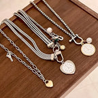 TRINE Layered Heart Necklace Set-Necklace-SAINT CHIC-Silver-SAINT CHIC