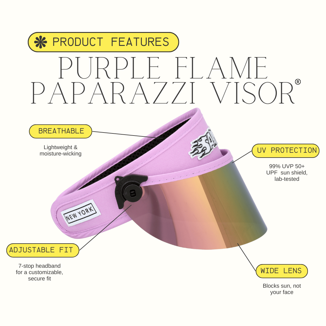 Purple Flame Paparazzi Visor™ 2.0 – Adjustable UV Shield for Partial Face Coverage