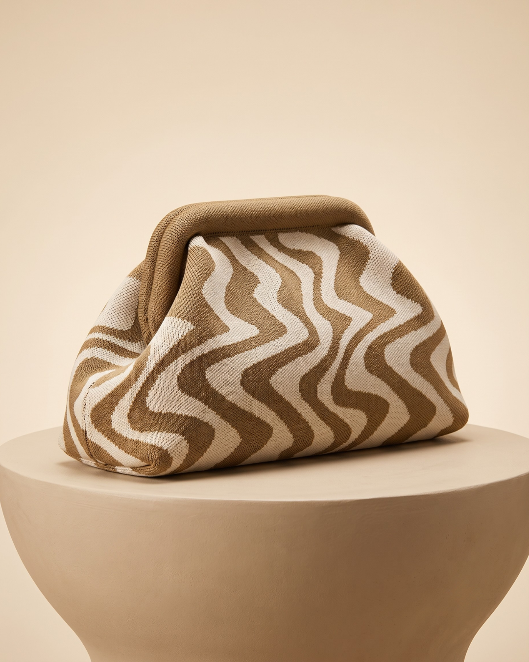 WAVE Knit Clutch-Clutch Bag-SAINT CHIC-Khaki-wave-SAINT CHIC