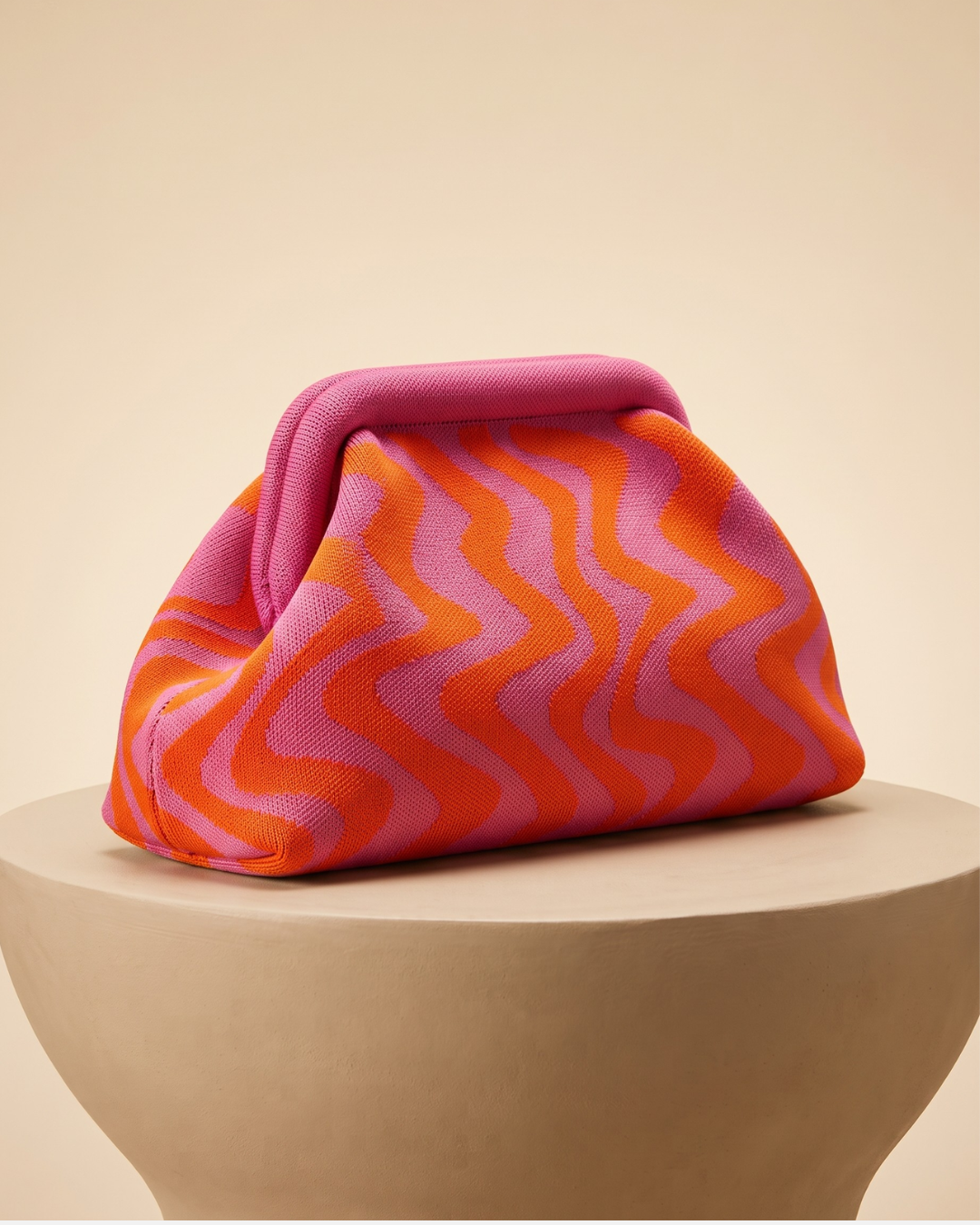 WAVE Knit Clutch-Clutch Bag-SAINT CHIC-Pink-wave-SAINT CHIC