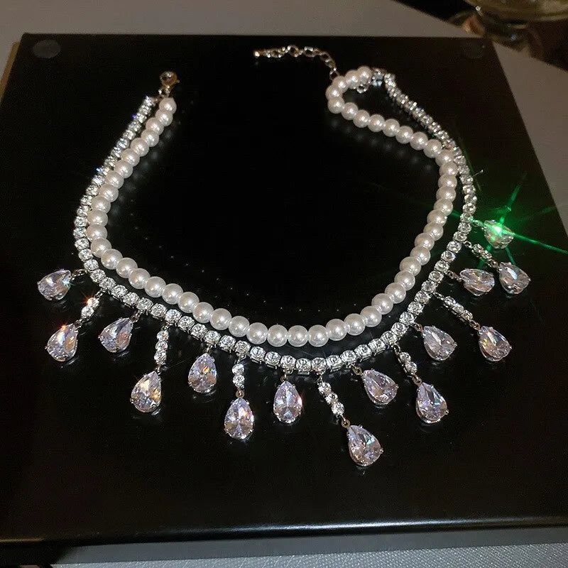 CASCADE Pearl Crystal Necklace