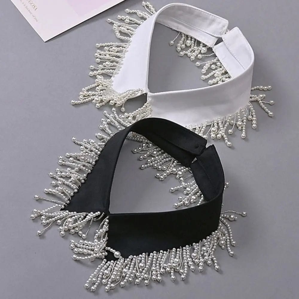 ALLI Detachable Faux Collar – Pearl & Rhinestone Beaded-Collar-SAINT CHIC