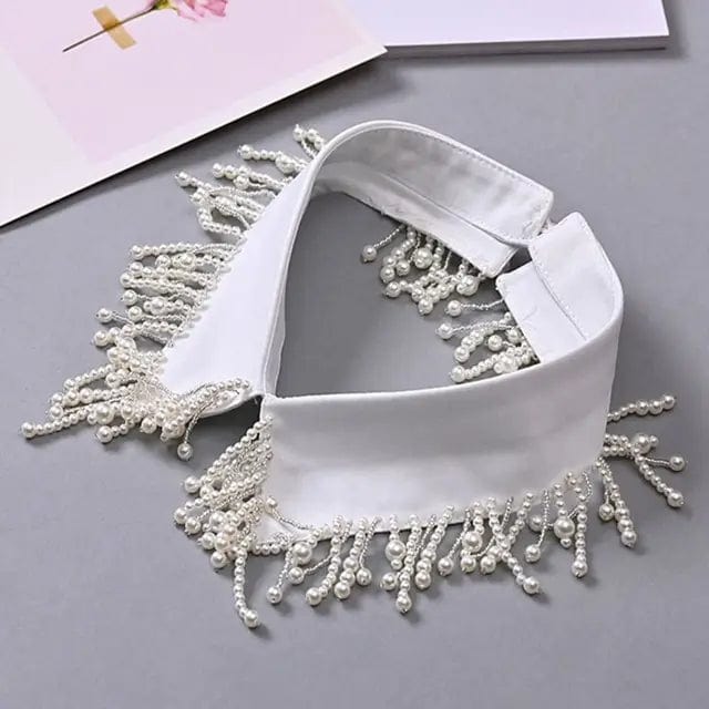 ALLI Detachable Faux Collar – Pearl & Rhinestone Beaded-Collar-SAINT CHIC