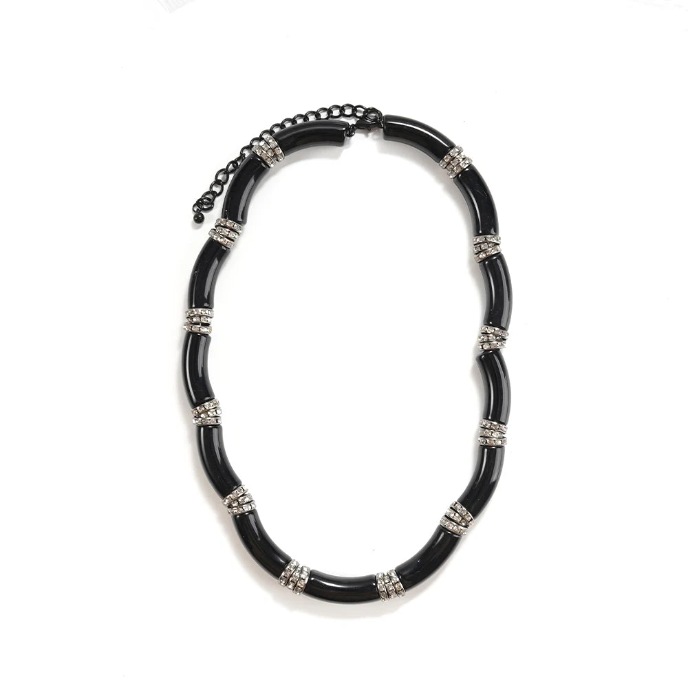 BAMBOO Crystal Link Choker-necklace-SAINT CHIC