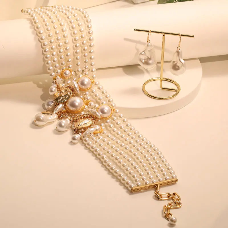 REGAL Baroque Pearl Choker & Earring Set