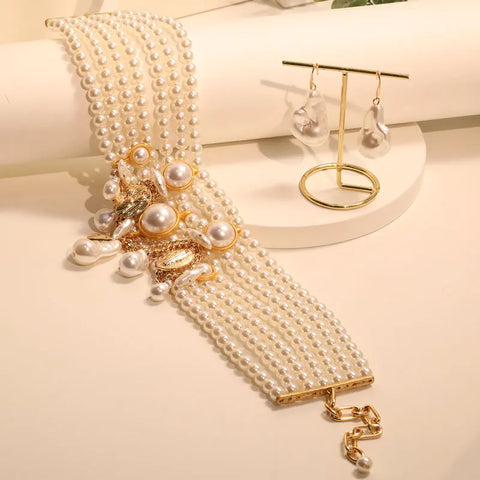 REGAL Baroque Pearl Choker & Earring Set