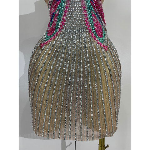 BUTTERFLY RHINESTONE Illusion Mini Dress