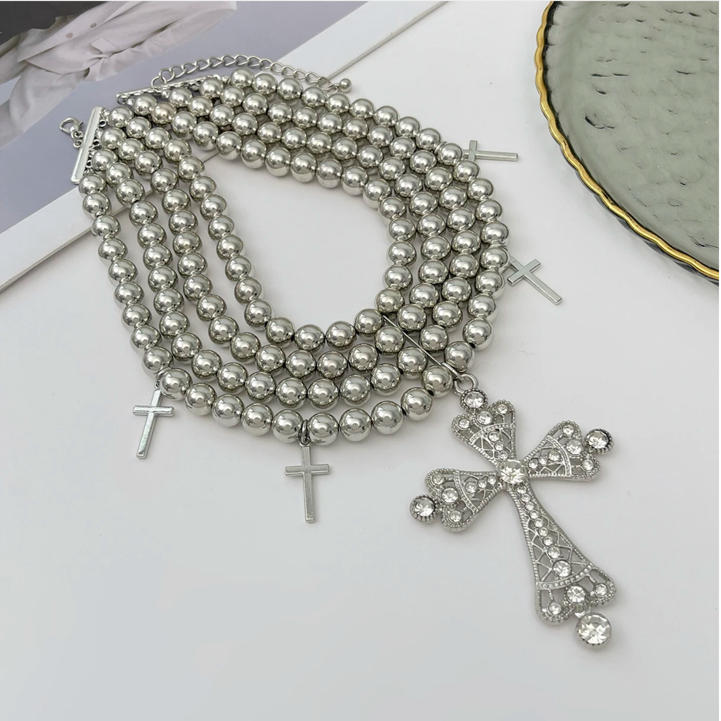 CATHEDRAL Layered Pendant Necklace-necklace-SAINT CHIC