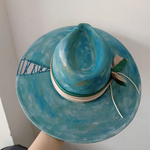 STUDIO SUEDE: Hand-Painted Fedora Hat